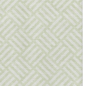 HomeRoots 10' X 14' Mint Green and Ivory Geometric Washable Area Rug - Durable, UV-Protected & Stylish Decor 652383