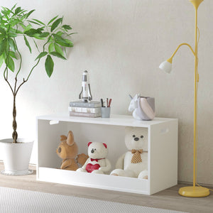 English Elm Open Toy Storage Box for Kids White Wooden Organizer Bin - Open Front Plush & Book Holder, Modern Playroom Solution W808P298013