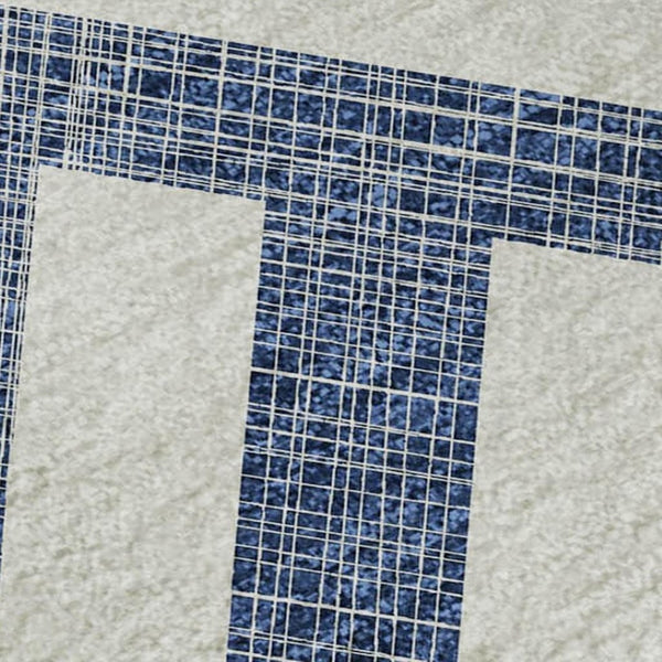 HomeRoots 5' X 8' Navy Blue Geometric Washable Area Rug - Soft, Durable, Stain-Resistant with UV Protection! 652385