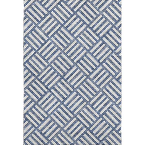 HomeRoots 8' X 10' Stylish Navy Blue & Ivory Geometric Area Rug – Washable, Durable, UV Protected for Homes 652387
