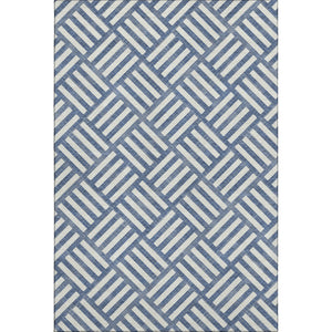 HomeRoots 9' X 12' Navy Blue Geometric Area Rug - Washable, UV Protected, Stain Resistant, Modern Design 652388