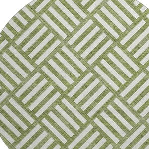 HomeRoots 8' Olive Green and Ivory Geometric Round Rug – Washable, UV-Protected, Durable for Home & Outdoor Use 652392