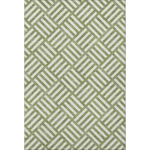 HomeRoots 9' X 12' Olive Green & Ivory Geometric Area Rug – Durable, Washable, UV-Protected for High-Traffic Rooms 652394