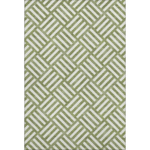 HomeRoots 10' Olive Green and Ivory Geometric Area Rug - Washable, UV Protected, Modern Style for High-Traffic Areas 652395