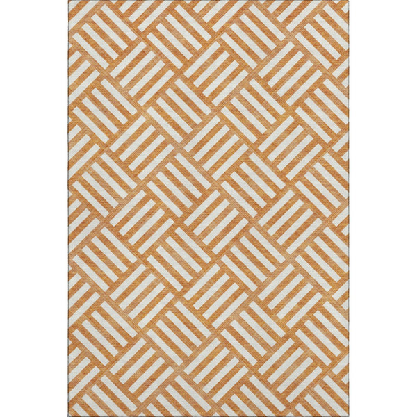 HomeRoots 9' X 12' Orange Geometric Area Rug – Washable, UV Protected, Durable & Stylish for Any Space! 652400