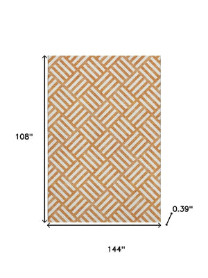 HomeRoots 9' X 12' Orange Geometric Area Rug – Washable, UV Protected, Durable & Stylish for Any Space! 652400