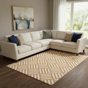 HomeRoots 9' X 12' Orange Geometric Area Rug – Washable, UV Protected, Durable & Stylish for Any Space! 652400