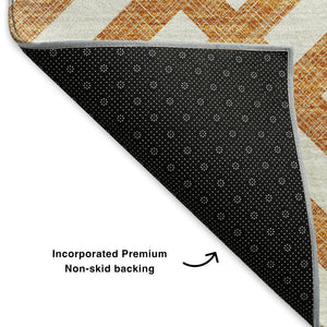 HomeRoots 10' X 14' Bold Orange & Ivory Geometric Area Rug - Washable, UV Protected, Perfect for Family Spaces! 652401