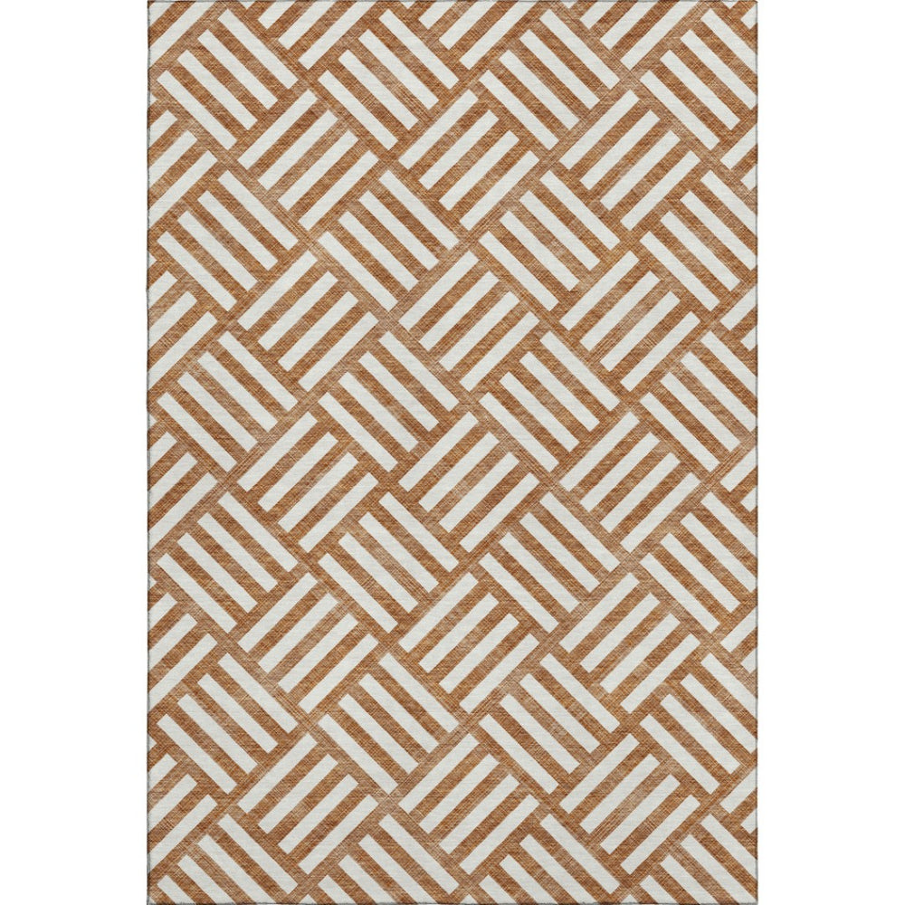 HomeRoots 8' X 10' Chili Red & Ivory Geometric Area Rug - Washable, Stain-Resistant, UV-Protected & Stylish 652411