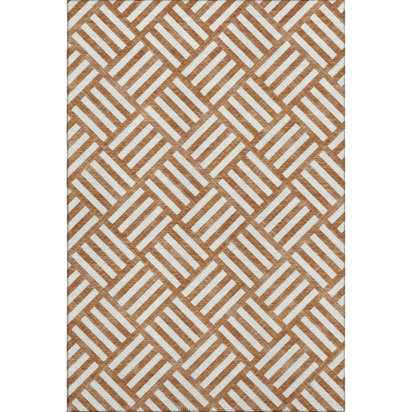 HomeRoots 8' X 10' Chili Red & Ivory Geometric Area Rug - Washable, Stain-Resistant, UV-Protected & Stylish 652411