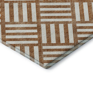 HomeRoots 8' X 10' Chili Red & Ivory Geometric Area Rug - Washable, Stain-Resistant, UV-Protected & Stylish 652411