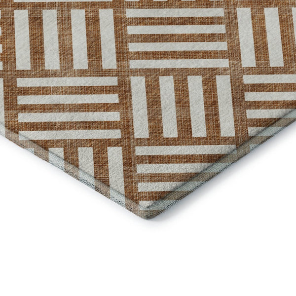 HomeRoots 8' X 10' Chili Red & Ivory Geometric Area Rug - Washable, Stain-Resistant, UV-Protected & Stylish 652411