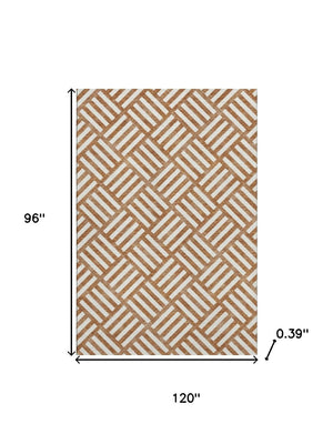 HomeRoots 8' X 10' Chili Red & Ivory Geometric Area Rug - Washable, Stain-Resistant, UV-Protected & Stylish 652411
