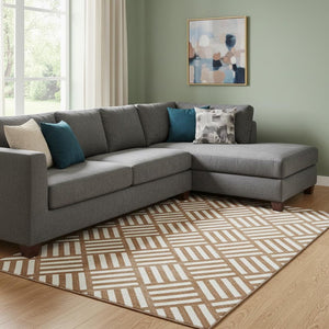 HomeRoots 10' Chili Red & Ivory Geometric Area Rug - Washable, UV Protected, Durable & Stain-Resistant Design 652413