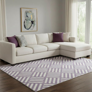 HomeRoots 8' X 10' Stylish Purple & Ivory Geometric Area Rug - Washable, UV Resistant, Perfect for Homes! 652417