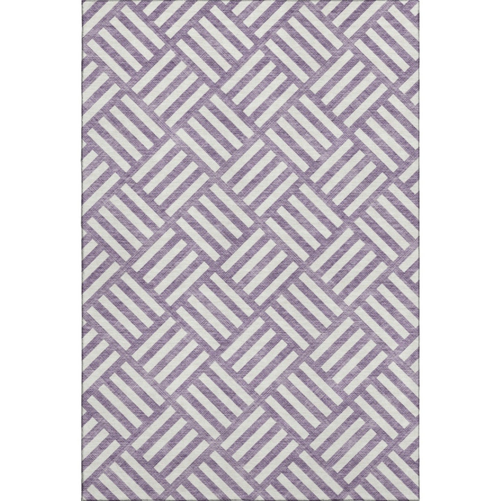 HomeRoots 10' X 14' Purple and Ivory Geometric Area Rug – Washable, UV Protected, Durable for High-Traffic Spaces 652419