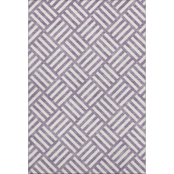 HomeRoots 10' X 14' Purple and Ivory Geometric Area Rug – Washable, UV Protected, Durable for High-Traffic Spaces 652419