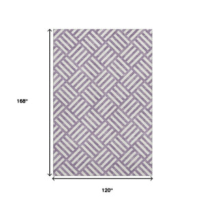 HomeRoots 10' X 14' Purple and Ivory Geometric Area Rug – Washable, UV Protected, Durable for High-Traffic Spaces 652419