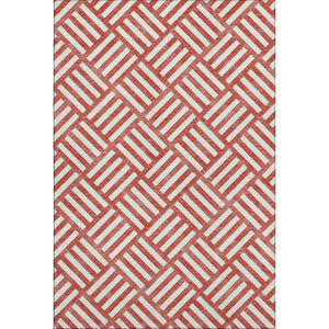 HomeRoots 10' Red and Ivory Geometric Area Rug – Washable, UV Protected, Durable Design for Modern Living Spaces 652425