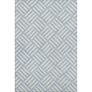 HomeRoots 10' Sky Blue & Ivory Geometric Washable Area Rug - UV Protected, Stylish & Durable for Any Space 652431