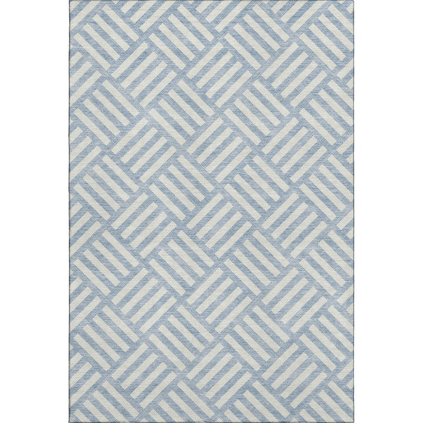 HomeRoots 10' Sky Blue & Ivory Geometric Washable Area Rug - UV Protected, Stylish & Durable for Any Space 652431