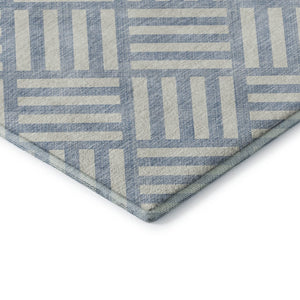HomeRoots 10' Sky Blue & Ivory Geometric Washable Area Rug - UV Protected, Stylish & Durable for Any Space 652431