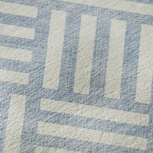 HomeRoots 10' Sky Blue & Ivory Geometric Washable Area Rug - UV Protected, Stylish & Durable for Any Space 652431