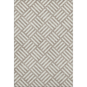 HomeRoots 8' X 10' Taupe & Ivory Geometric Washable Area Rug with UV Protection for Stylish, Durable Living Spaces 652441