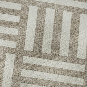 HomeRoots 8' X 10' Taupe & Ivory Geometric Washable Area Rug with UV Protection for Stylish, Durable Living Spaces 652441