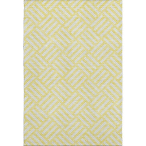 HomeRoots 5' X 8' Yellow And Ivory Geometric Area Rug - Durable, Washable, UV Protected for Family Homes 652445