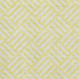 HomeRoots 5' X 8' Yellow And Ivory Geometric Area Rug - Durable, Washable, UV Protected for Family Homes 652445