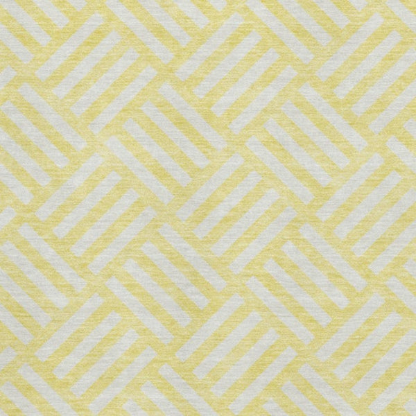 HomeRoots 5' X 8' Yellow And Ivory Geometric Area Rug - Durable, Washable, UV Protected for Family Homes 652445