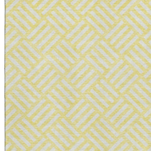 HomeRoots 5' X 8' Yellow And Ivory Geometric Area Rug - Durable, Washable, UV Protected for Family Homes 652445