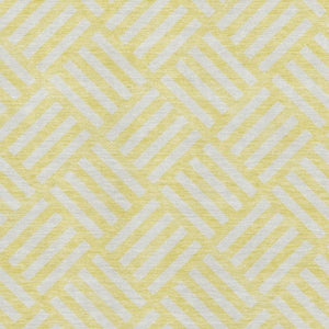 HomeRoots 9' X 12' Modern Yellow and Ivory Geometric Area Rug - Washable, UV Protected, Stain Resistant, Non-Slip 652448