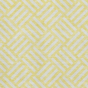 HomeRoots 10' Yellow & Ivory Geometric Washable Area Rug - UV Protection, Stain-Resistant, Durable Design! 652449