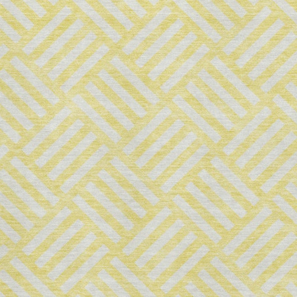 HomeRoots 10' Yellow & Ivory Geometric Washable Area Rug - UV Protection, Stain-Resistant, Durable Design! 652449