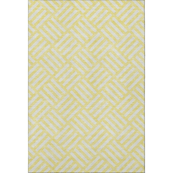 HomeRoots 10' Yellow & Ivory Geometric Washable Area Rug - UV Protection, Stain-Resistant, Durable Design! 652449