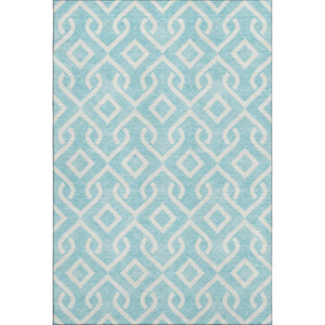 HomeRoots 10' Aqua and Ivory Geometric Area Rug - Washable, UV Protected, Stain Resistant for Busy Homes 652455
