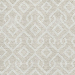 HomeRoots 5' X 8' Beige and Ivory Geometric Area Rug - Stylish, Washable Design with UV Protection for Durability 652457