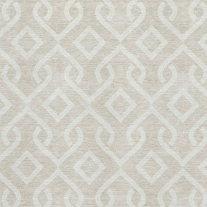 HomeRoots 8' X 10' Beige and Ivory Geometric Area Rug - Washable, Durable, UV Protected for High-Traffic Spaces 652459