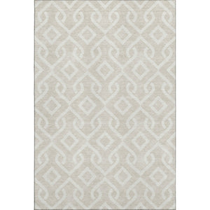 HomeRoots 9' X 12' Beige and Ivory Geometric Washable Area Rug - Stylish, Durable, Stain-Resistant, UV Protected! 652460