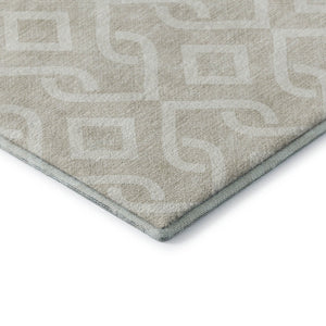 HomeRoots 9' X 12' Beige and Ivory Geometric Washable Area Rug - Stylish, Durable, Stain-Resistant, UV Protected! 652460