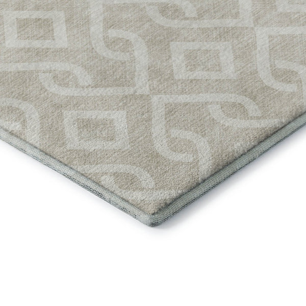 HomeRoots 9' X 12' Beige and Ivory Geometric Washable Area Rug - Stylish, Durable, Stain-Resistant, UV Protected! 652460