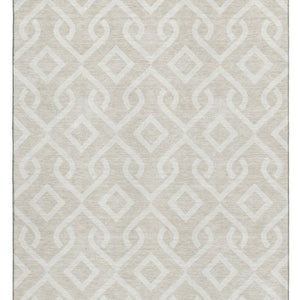 HomeRoots 9' X 12' Beige and Ivory Geometric Washable Area Rug - Stylish, Durable, Stain-Resistant, UV Protected! 652460