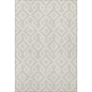 HomeRoots 9' X 12' Beige and Ivory Geometric Washable Area Rug - Stylish, Durable, Stain-Resistant, UV Protected! 652460