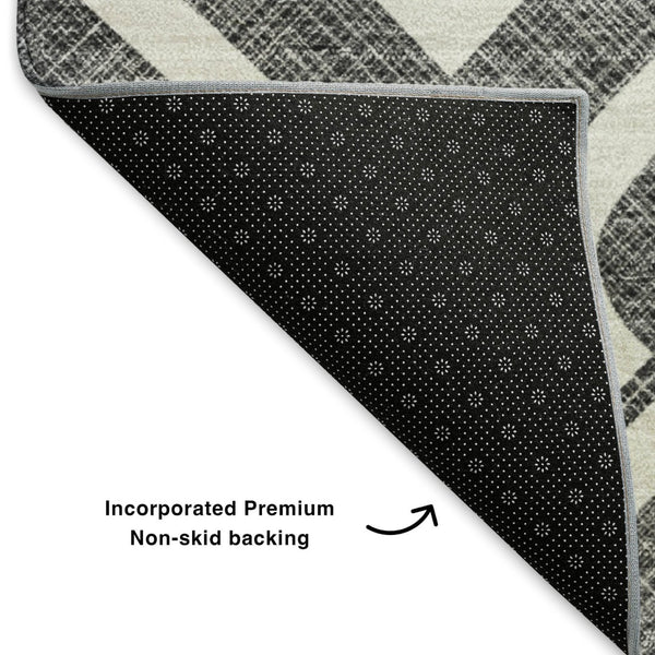 HomeRoots 8' X 10' Modern Black and Ivory Geometric Area Rug – Washable, UV Protected for Everyday Living 652465