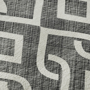 HomeRoots 8' X 10' Modern Black and Ivory Geometric Area Rug – Washable, UV Protected for Everyday Living 652465