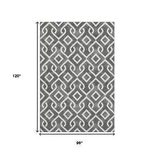 HomeRoots 8' X 10' Modern Black and Ivory Geometric Area Rug – Washable, UV Protected for Everyday Living 652465