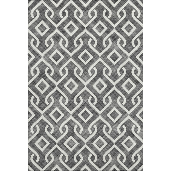 HomeRoots 9' X 12' Modern Black & Ivory Geometric Area Rug – Washable, UV Protected, Stain Resistant, Durable Design 652466