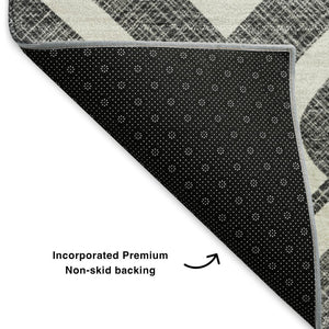 HomeRoots 9' X 12' Modern Black & Ivory Geometric Area Rug – Washable, UV Protected, Stain Resistant, Durable Design 652466